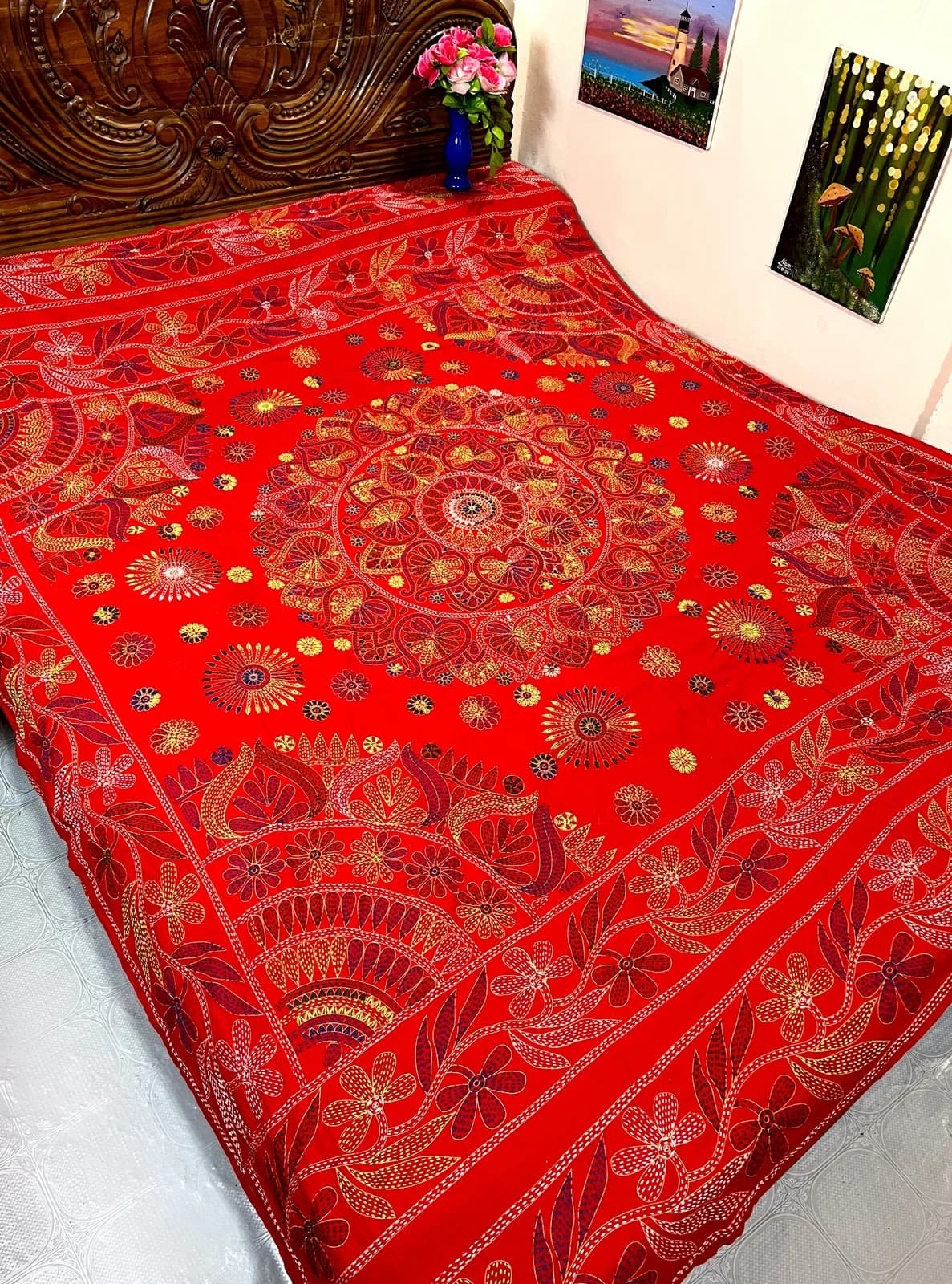 "King size" premium jamalpuri nakshi katha (Red color-02)