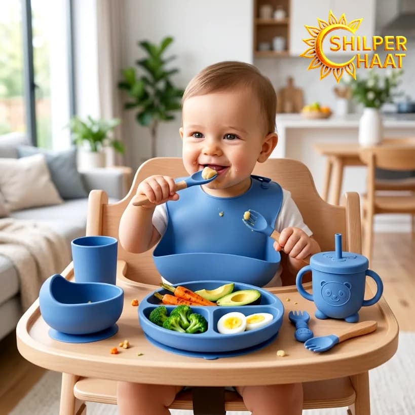 "9-piece" feeding set . (100% food grade silicon)